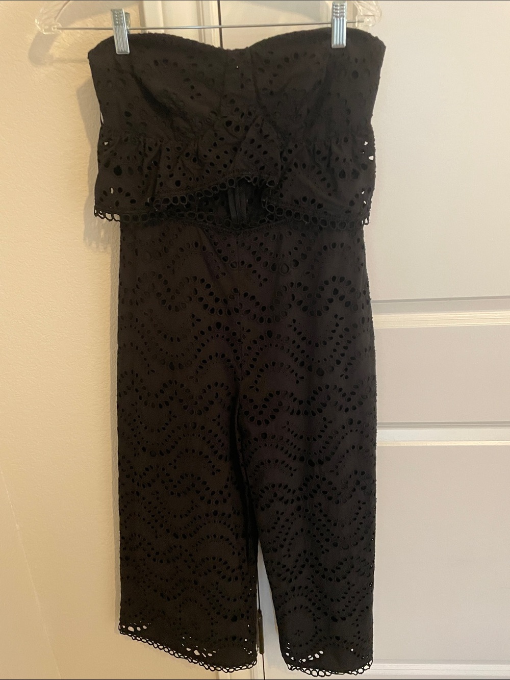 Topshop Black Eyelet Strapless Jumpsuit